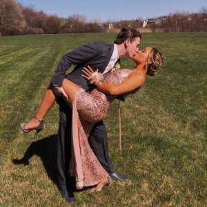 Gorgeous Pink Sequin Prom Dress